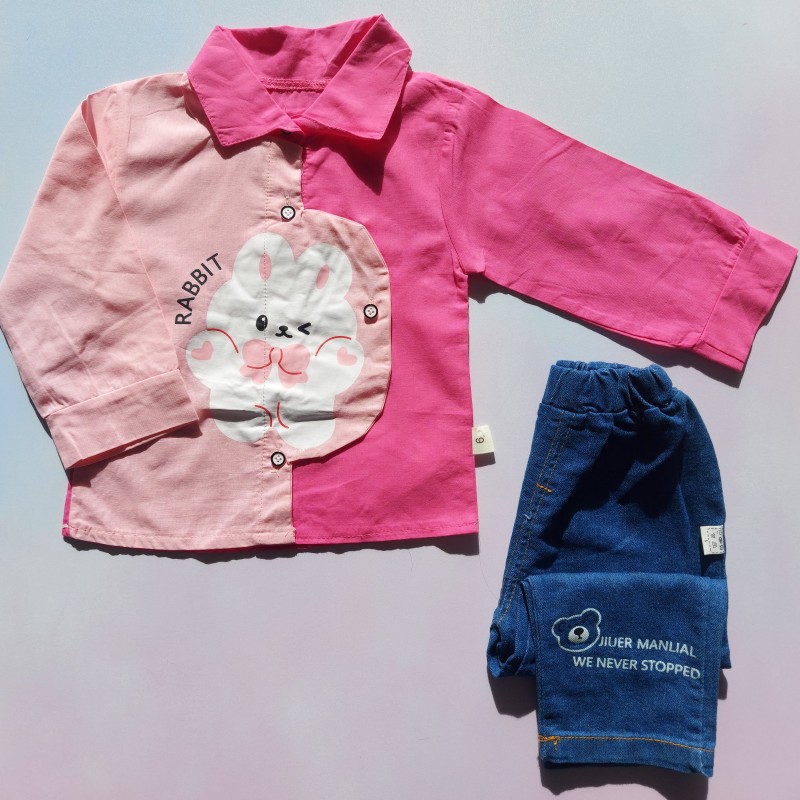 پیراهن و شلوار مجلسی خرگوش صورتی kids