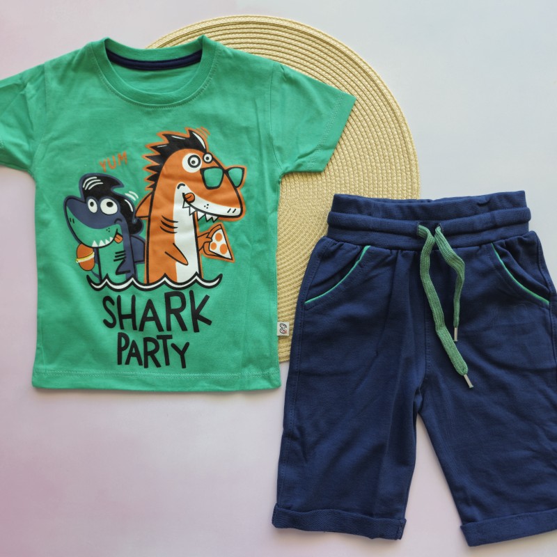 تیشرت و شلوارک کوسه سبز وچیون kids