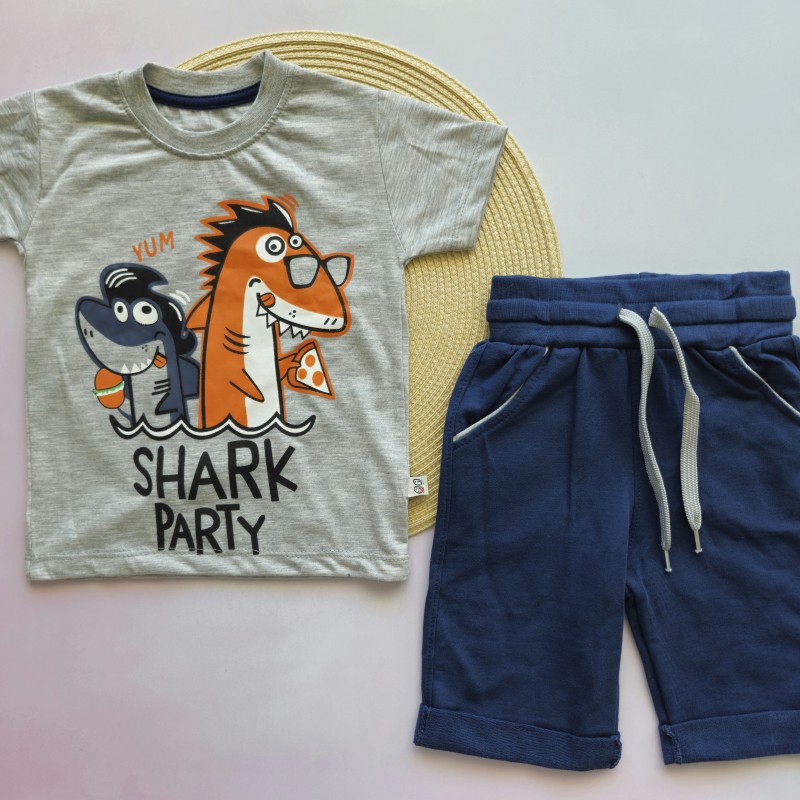 تیشرت و شلوارک کوسه طوسی وچیون kids