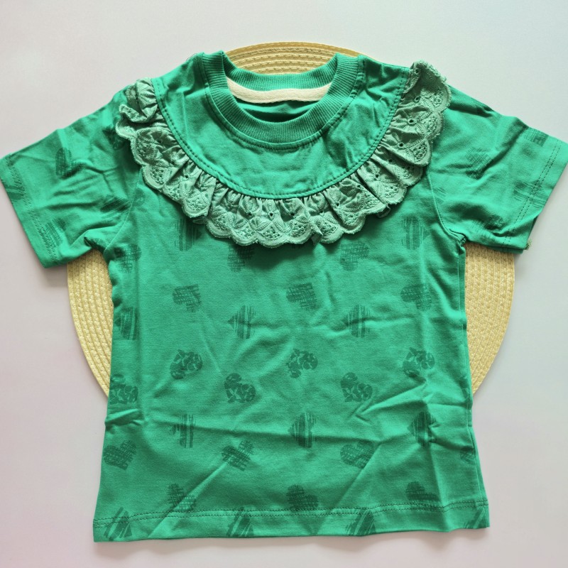 تیشرت آستین کوتاه یقه چیندار قلب سبز kids