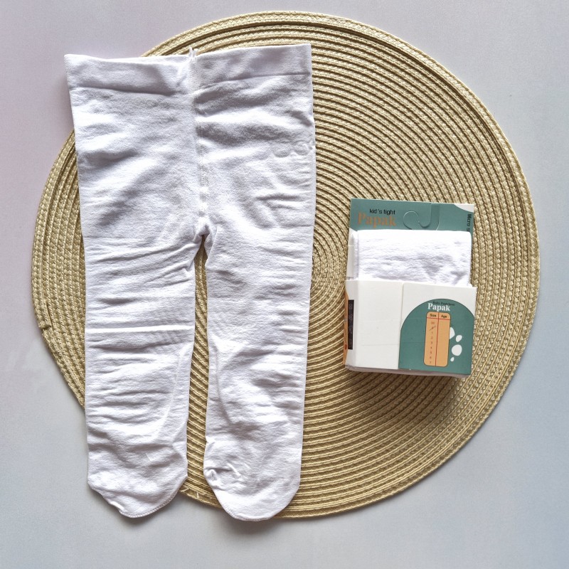 جوراب شلواری  سفید ساده پاپک