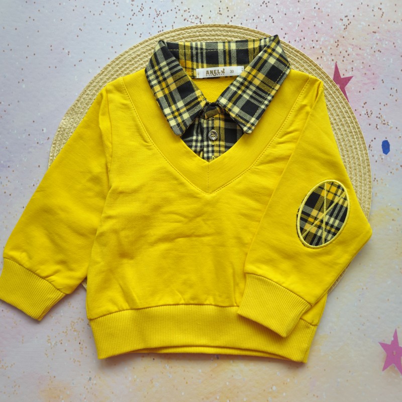 بلوز دورس یقه کشمیر زرد آنیل