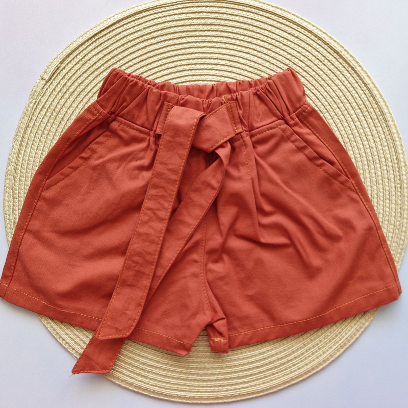 شلوارک کتان آجری امیرکوچولو