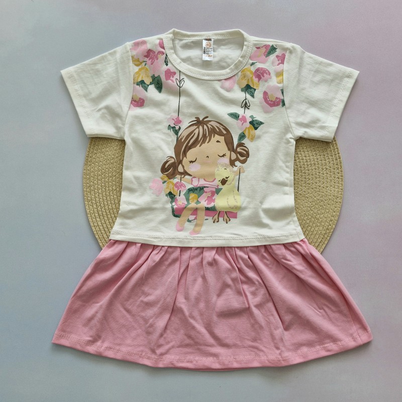 پیراهن دخترک دامن صورتی kids