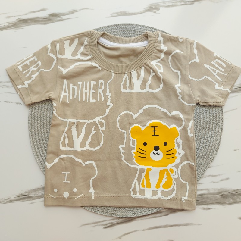 تیشرت آستین کوتاه ببری خاکی kids