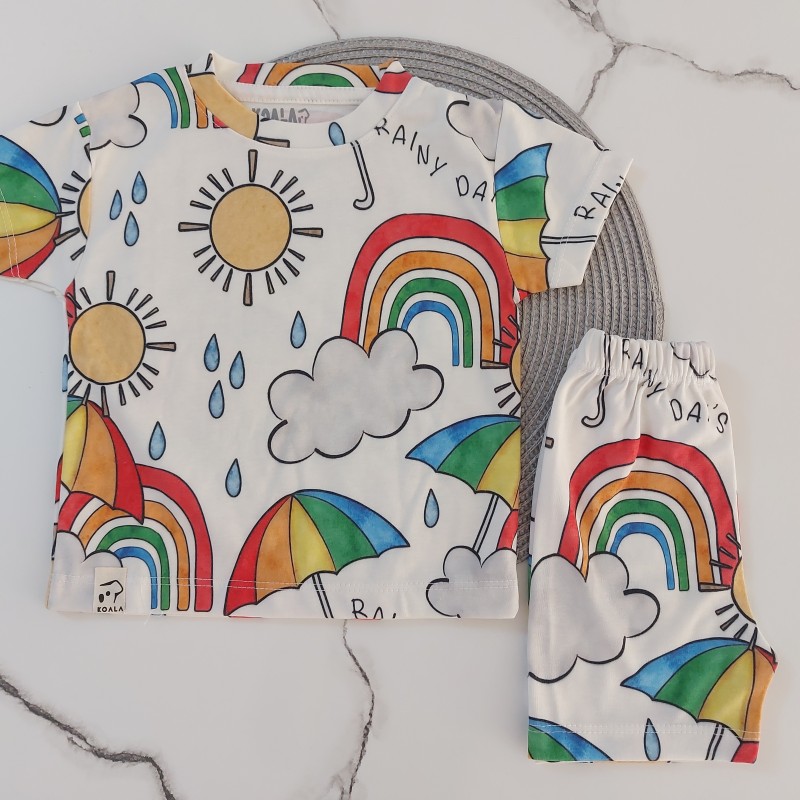 ست تیشرت شلوارک راحتی رنگین کمان kids