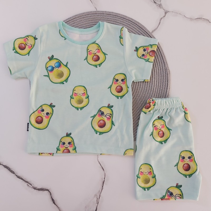 ست تیشرت شلوارک راحتی آووکادو kids