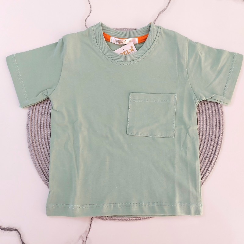 تیشرت تک جیب سبز روشن آنیل kids