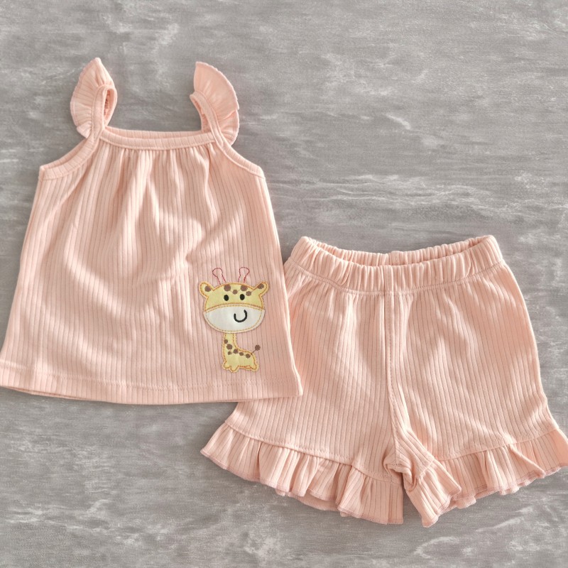 تاپ و شلوارک زرافه گلدوزی گلبهی وچیون