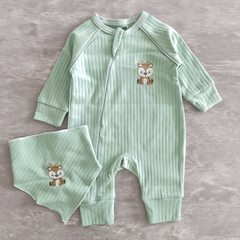 سرهمی و دستمال گردن گوزن سبز بیبی وان