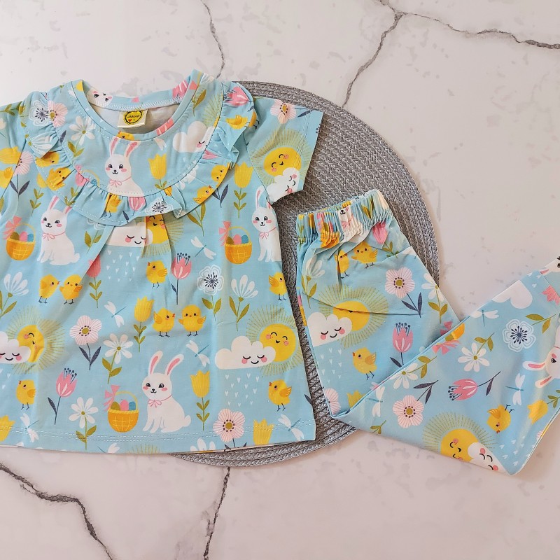 ست تیشرت شلوار راحتی یقه چیندار خرگوش kids