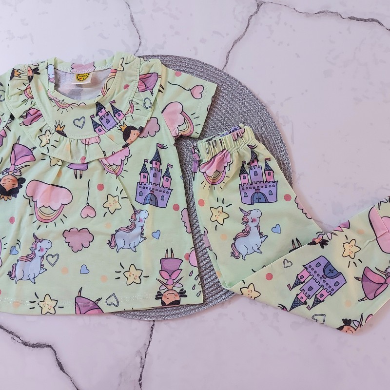 ست تیشرت شلوار راحتی یقه چیندار پرنسس kids