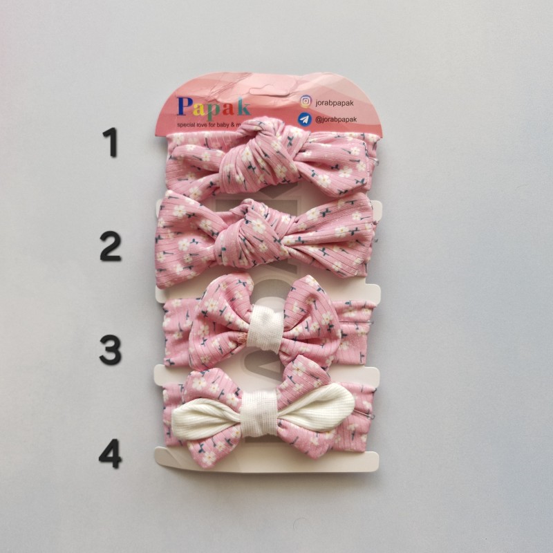 هدبند گره ای گل گلی صورتی پاپک