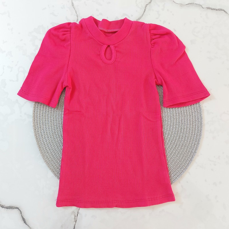 تیشرت آستین چین دار سرخابی kids