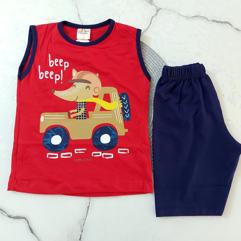 رکابی و شلوارک روباه جیپ سوار قرمز kids