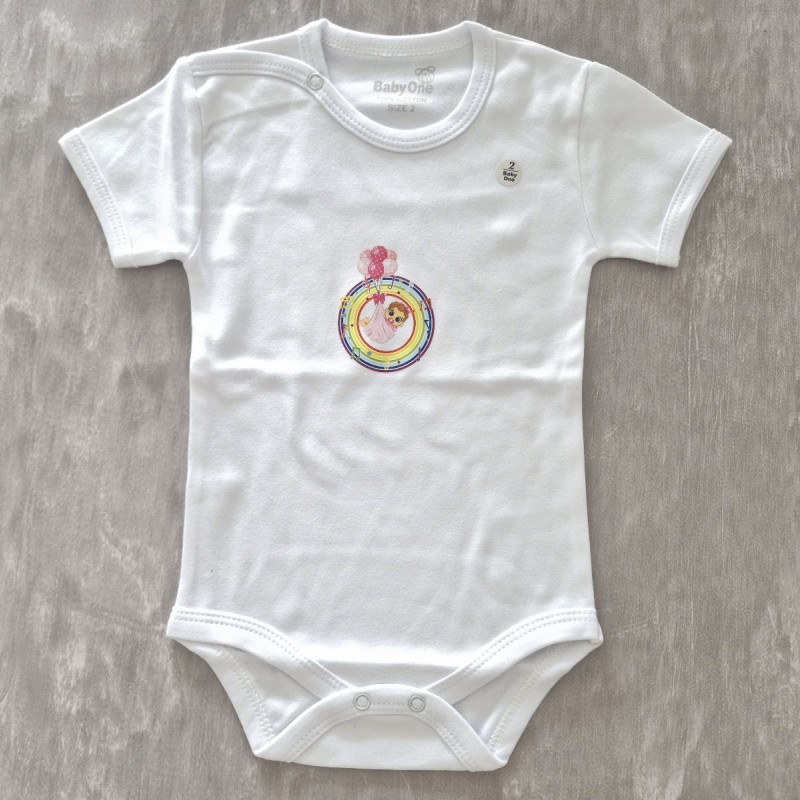 بادی آستین کوتاه دختر کوچولو سفید