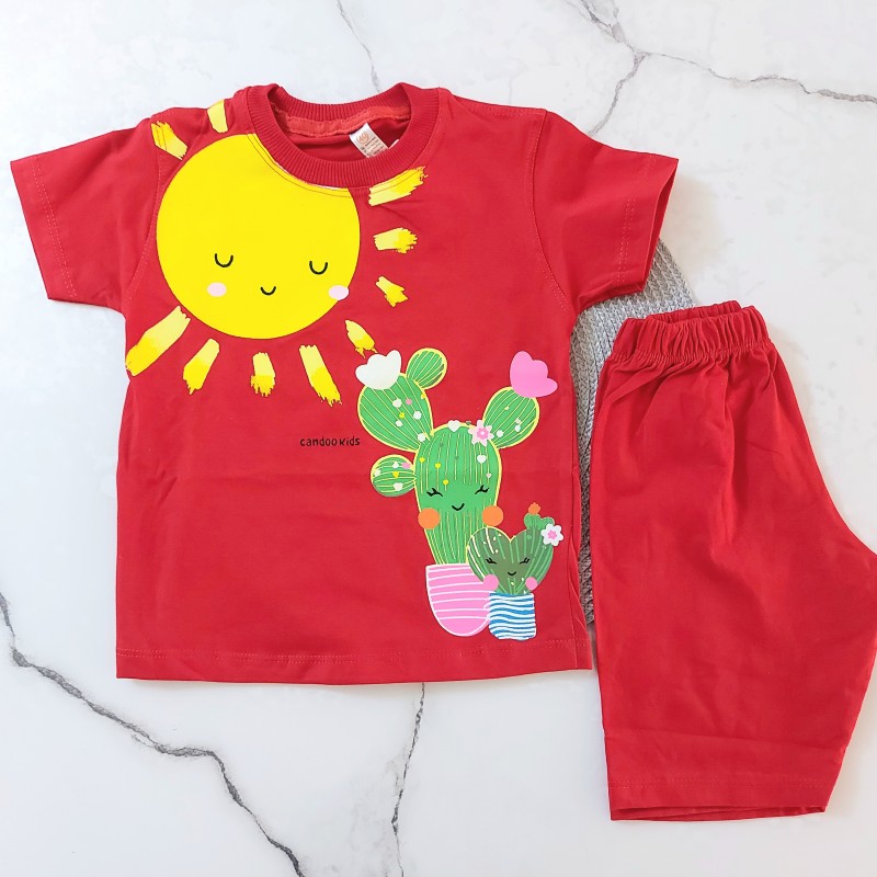 تیشرت و شلوارک کاکتوس قرمز kids