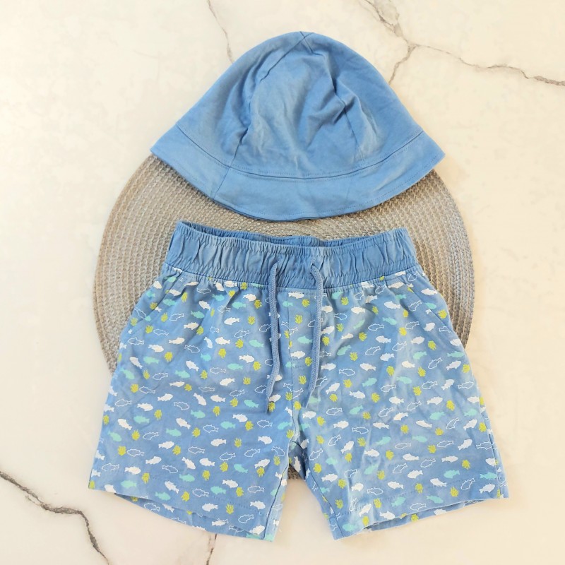 ست شلوارک و کلاه دریا kids