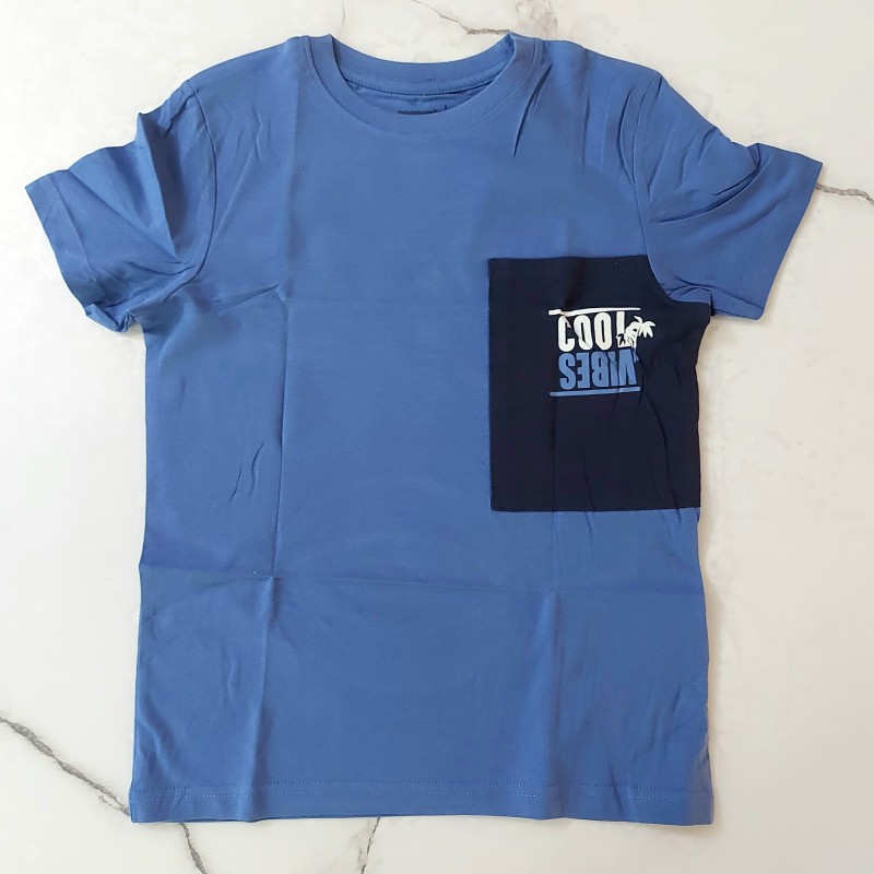 تیشرت آستین کوتاه تک جیب آبی سرمه ای kids
