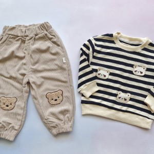 بلوز شلوار تدی راه راه مشکی