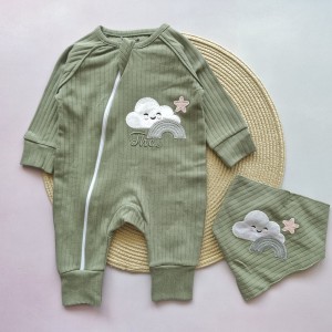 سرهمی و دستمال گردن ابر رنگین کمان سبز بیبی وان