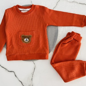 بلوز و شلوار بیسکویتی تدی آجری آنیل kids