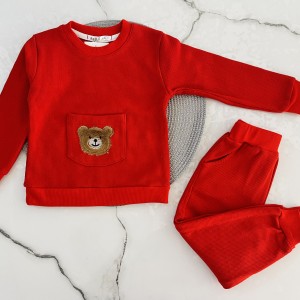 بلوز و شلوار بیسکویتی تدی قرمز آنیل kids