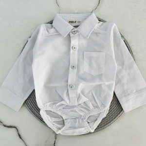 بادی یقه دار مجلسی سفید آنیل  کد 2