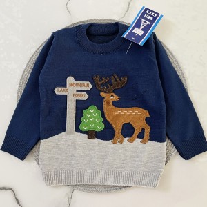 بلوز بافت گوزن سرمه ای kids