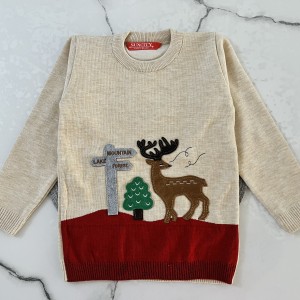 بلوز بافت گوزن کرمی kids