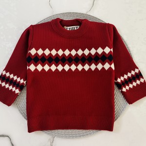 بلوز بافت لوزی زرشکی kids