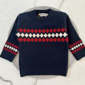 بلوز بافت لوزی سرمه ای kids