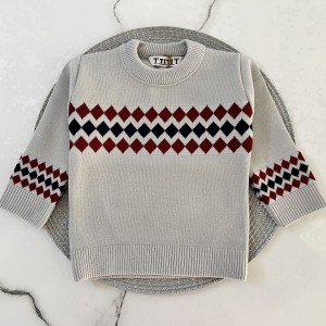 بلوز بافت لوزی طوسی kids