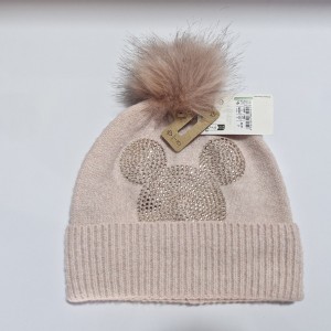 کلاه بافت تک پوم میکی موس صورتی