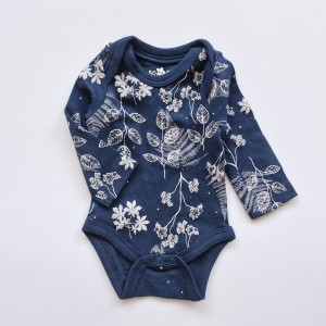 بادی آستین بلند نوزادی برگ سرمه ای SoCute