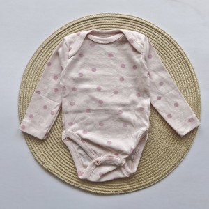 بادی آستین بلند خالخالی صورتی teddyboom