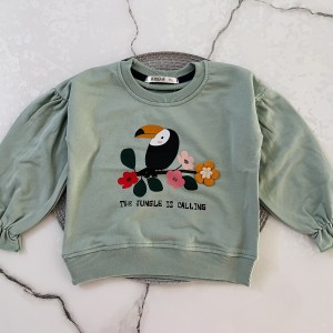 بلوز دورس  آستین پفی توکان سبز kids