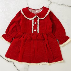 پیراهن یلدایی قرمز سه دکمه kids