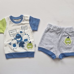 ست تیشرت و شلوارک هیولا نیلی