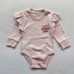 بادی آستین بلند صورتی گل مهتاب کوچولو