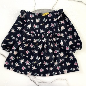 پیراهن لینن گل گلی سرمه ای kids