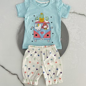 تیشرت شلوارک کاکتوس آبی وچیون kids