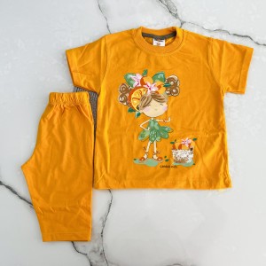 تیشرت و شلوارک دختر میوه ای نارنجی kids