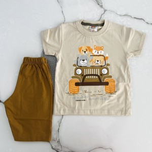تیشرت و شلوارک حیوانات جیپ سوار کرمی kids
