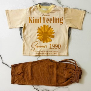 تیشرت و شلوار گلبهار کرمی kids