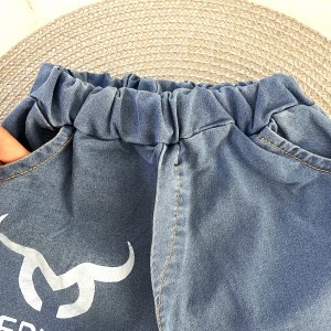 تیشرت و شلوارک جین گاو کرم kids