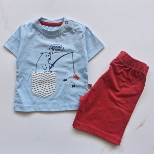 تیشرت و شلوارک خرس ماهیگیر آبی وچیون