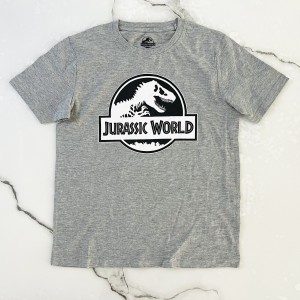 تیشرت آستین کوتاه طوسی دایناسور kids