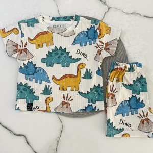 ست تیشرت شلوارک راحتی کبریتی دایناسور  kids