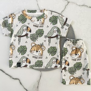 ست تیشرت شلوارک راحتی کبریتی جنگل  kids